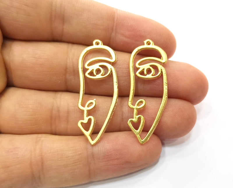 2 Gold Charms Gold Plated Charms (39x16mm)  G18378