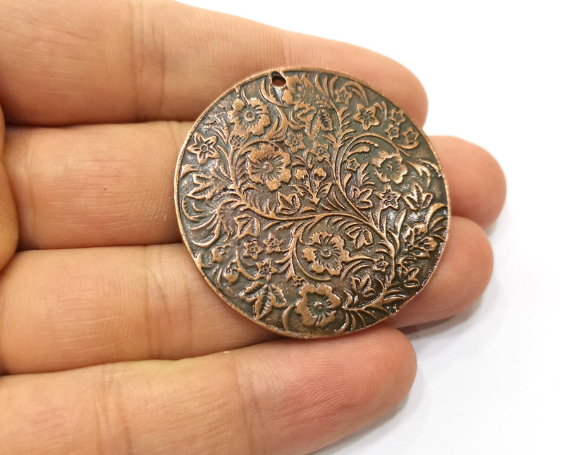 Copper Flowers Charms Antique Copper Plated Charms (42mm) G18380