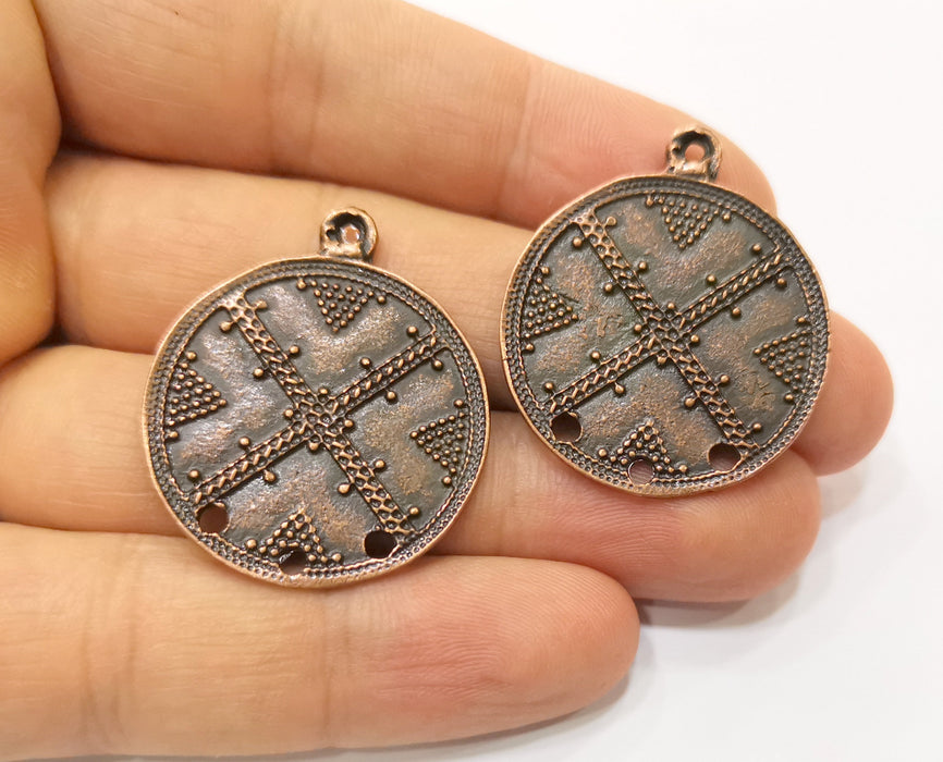 2 Copper Charms Connector Antique Copper Plated Charms (36x30mm) G18382