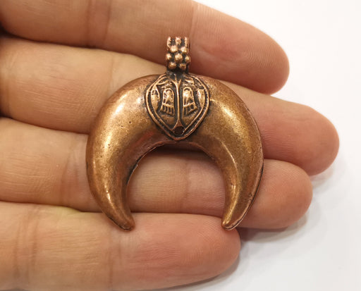Copper Crescent Pendant Antique Copper Plated Pendant (43x39mm)  G18877