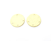 4 Hammered Circle Connector Charms Round Charms Gold Plated Charms  (20 mm)  G18878