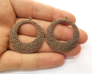 2 Copper Charms Antique Copper Plated Charms  (43x38mm)  G18879