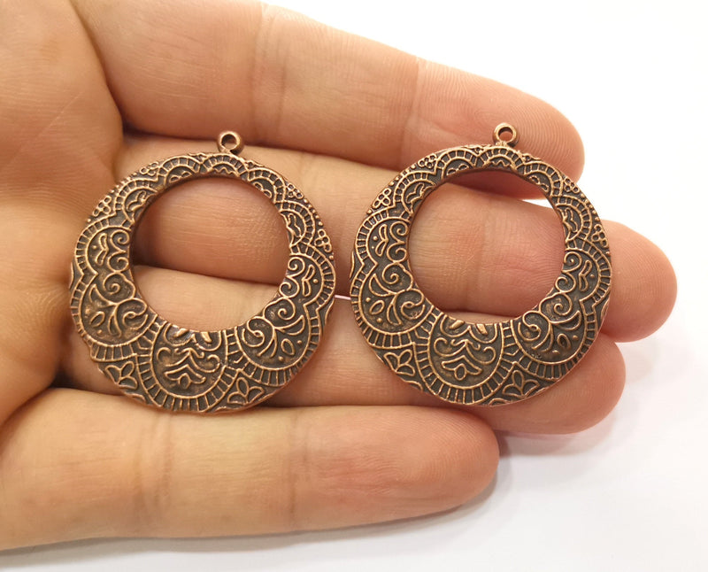 2 Copper Charms Antique Copper Plated Charms  (43x38mm)  G18879