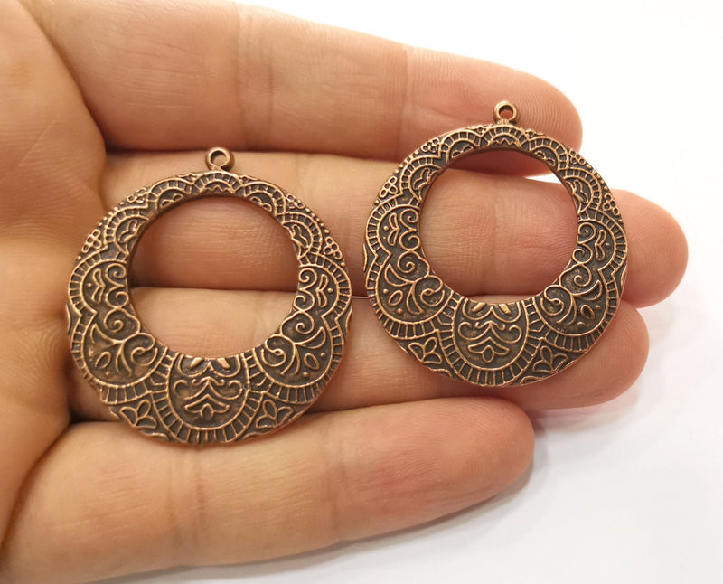 2 Copper Charms Antique Copper Plated Charms  (43x38mm)  G18879