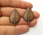 2 Copper Drop Charms Antique Copper Plated Charms (38x22mm)  G18885
