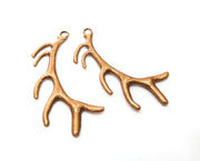 2 Horn Charms Antique Copper Plated Charms (68x28mm)  G18890