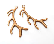 2 Horn Charms Antique Copper Plated Charms (68x28mm)  G18890
