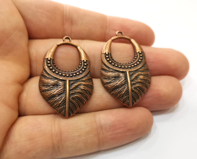 2 Copper Charms Antique Copper Plated Charms (40x24mm)  G18891