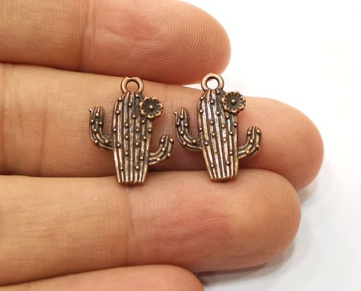 10 Cactus Charms Antique Copper Plated Charms (20x15mm)  G18892