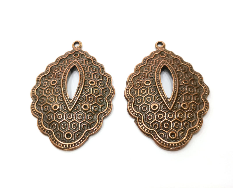 2  Copper Charms Antique Copper Plated Charms (49x33mm) G18385