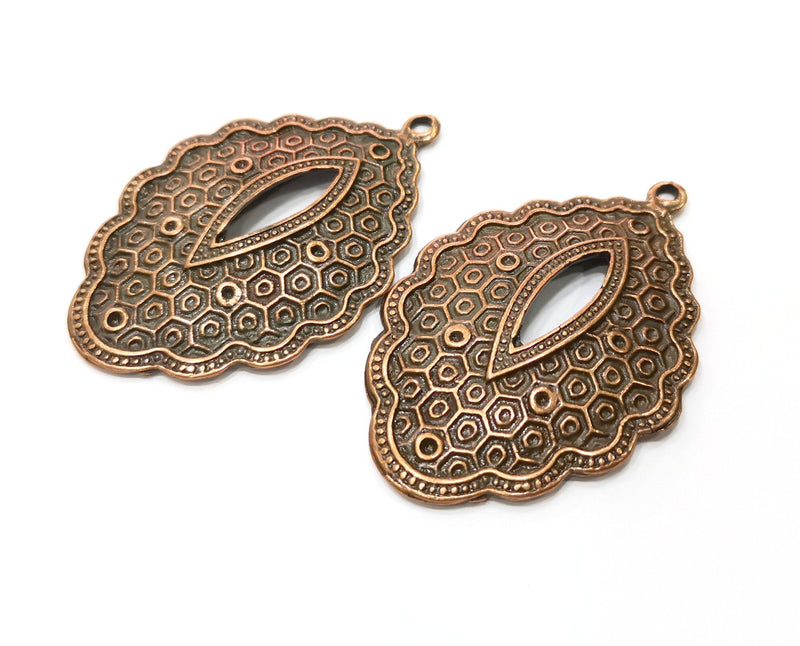 2  Copper Charms Antique Copper Plated Charms (49x33mm) G18385