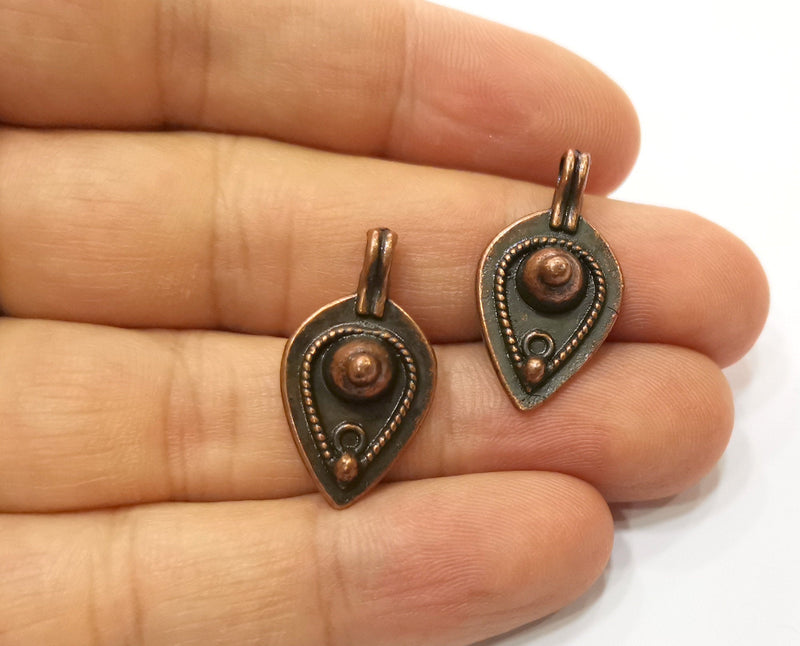 4 Copper Charms Antique Copper Plated Charms (27x14mm)  G18389