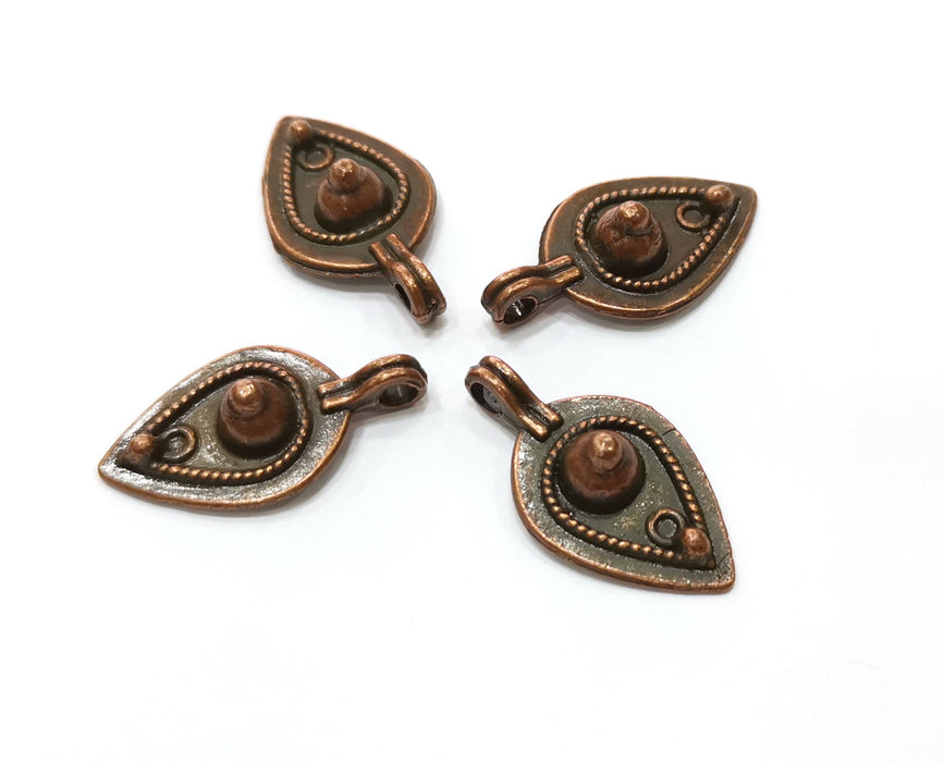 4 Copper Charms Antique Copper Plated Charms (27x14mm)  G18389