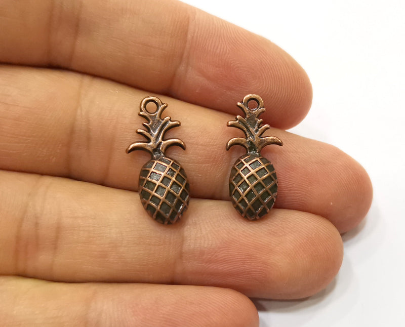 5 Pineapple Charms Antique Copper Plated Charms (22x9mm) G18391