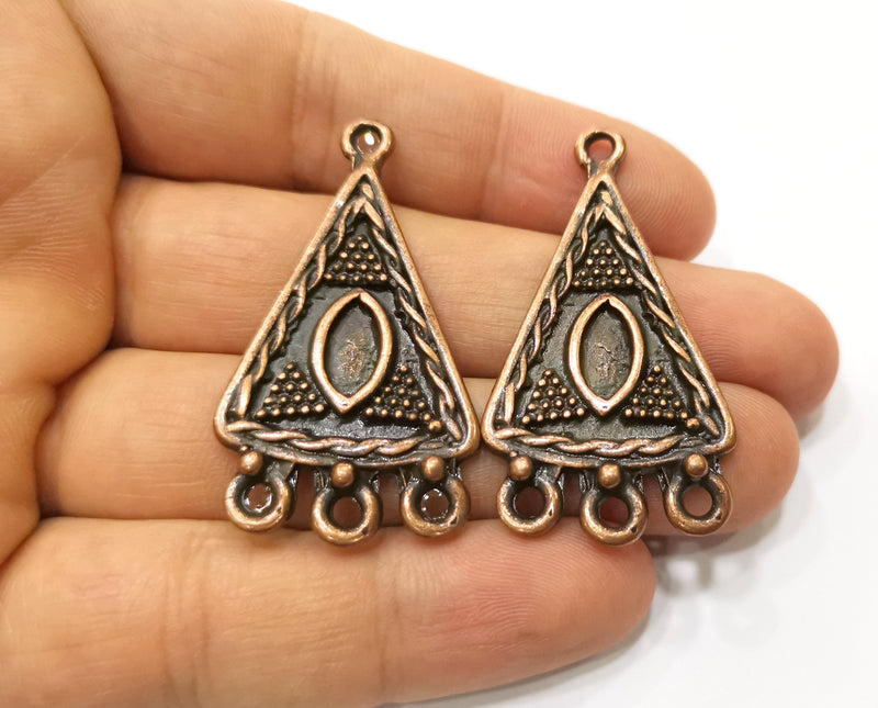 2 Copper Triangle Charms Connector Antique Copper Plated Charms (47x26mm)  G18392