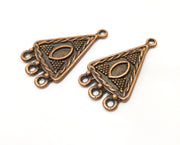 2 Copper Triangle Charms Connector Antique Copper Plated Charms (47x26mm)  G18392