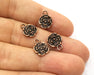 10 Flower Charms Antique Copper Plated Charms (13x10mm)  G18395