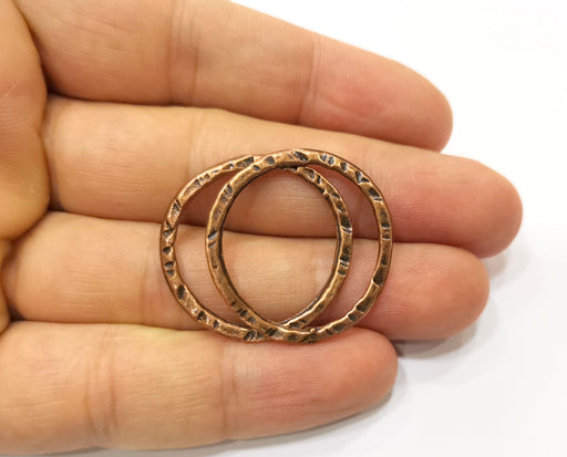 10 Hammered Circle Findings Antique Copper Plated Circle (30 mm)  G18399