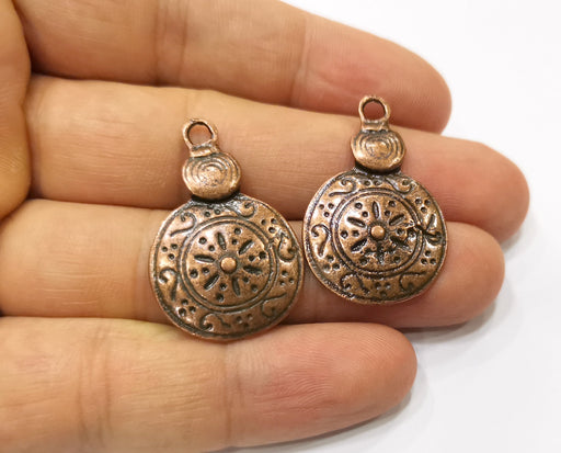 2 Copper Charms Antique Copper Plated Charms (33x22mm)  G18402