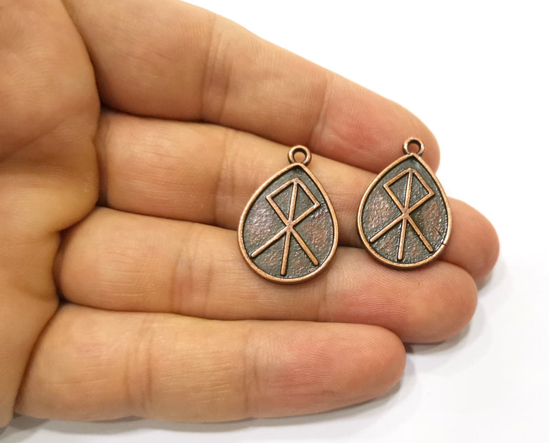 4 Copper Charms Antique Copper Plated Charms (26x17mm)  G18403