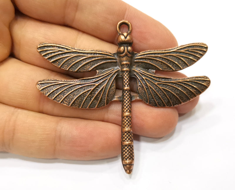 Dragonfly Pendant Large Pendant Antique Copper Plated Pendant (69x61mm)  G18405