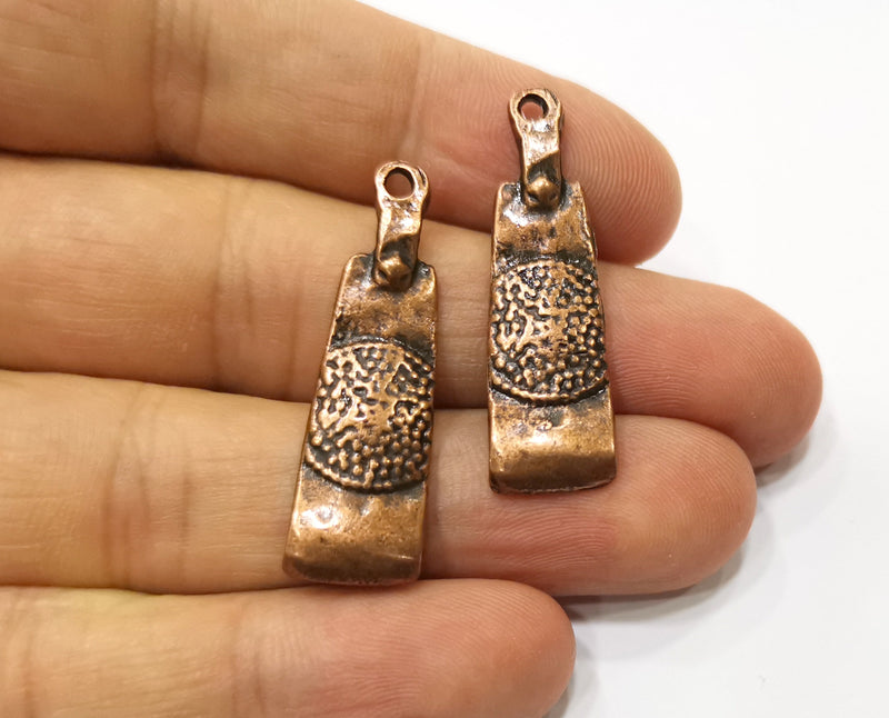 4 Copper Charms Antique Copper Plated Charms (37x11mm) G18407