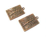 2 Copper Tree Charms Antique Copper Plated Charms (31x22mm)  G18410