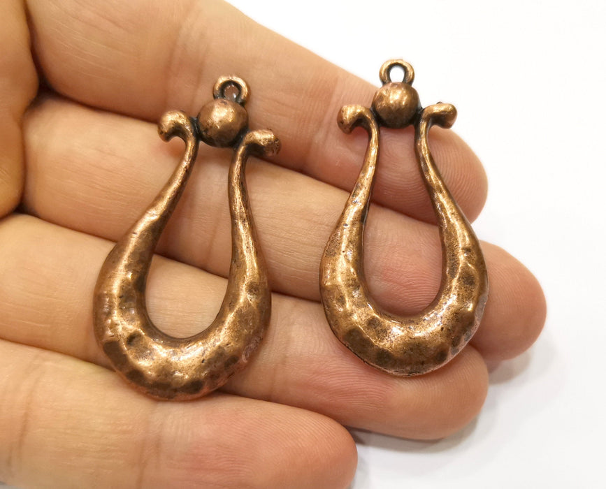 2 Copper Charms Antique Copper Plated Charms (47x24mm) G18411