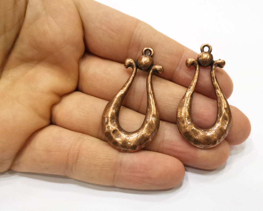 2 Copper Charms Antique Copper Plated Charms (47x24mm) G18411