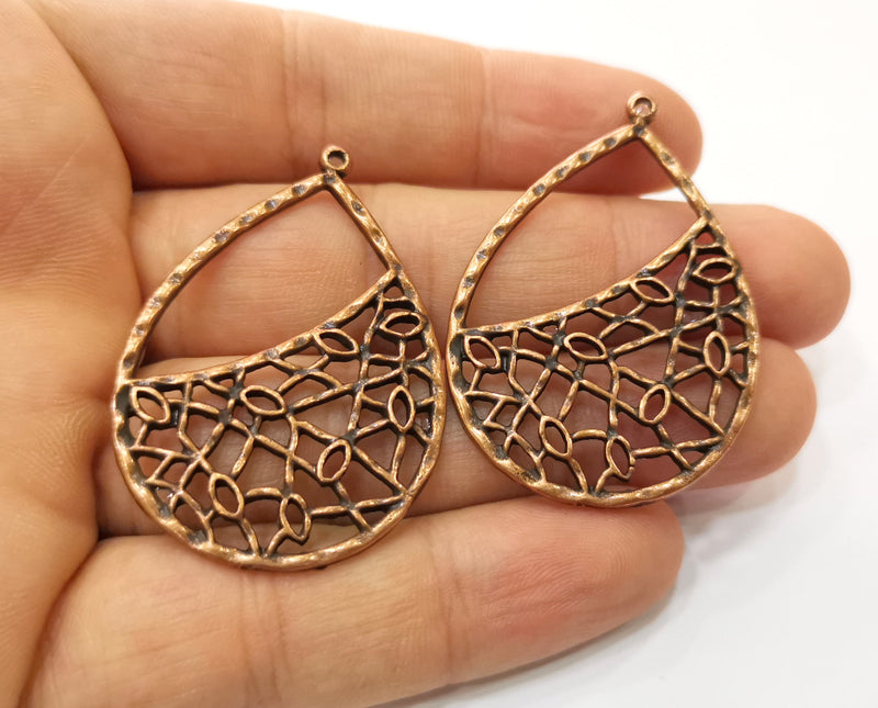 2 Copper Charms Antique Copper Plated Charms (47x33mm)  G18893