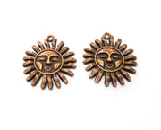 2 Sun Charms Antique Copper Plated Charms (33x28mm)  G18894