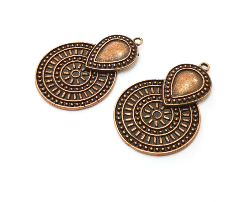 2 Copper Charms Antique Copper Plated Charms (41x28mm)  G18895