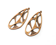 2 Copper Charms Antique Copper Plated Charms (56x23mm)  G18896