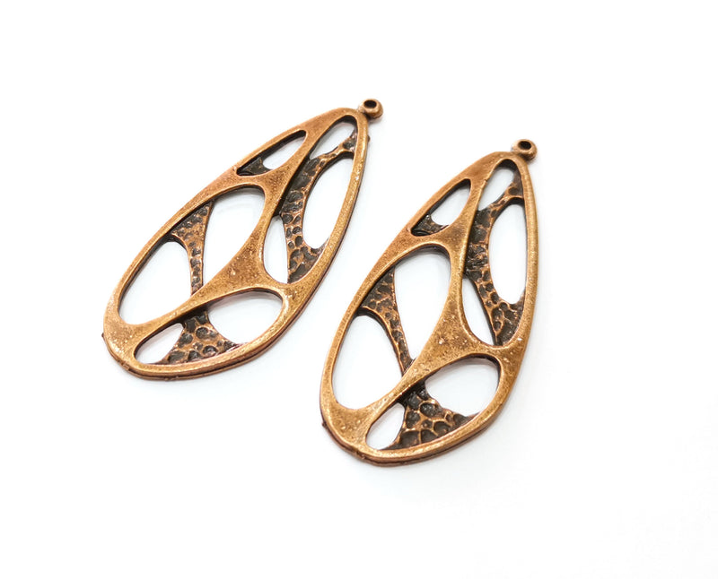 2 Copper Charms Antique Copper Plated Charms (56x23mm)  G18896