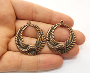 2 Copper Leaf Charms Antique Copper Plated Charms (38x33mm)  G18897