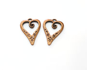 8 Heart Charms Antique Copper Plated Charms (25x17mm) G18902