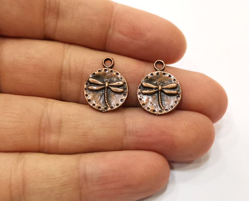 10 Copper Dragonfly Charms Antique Copper Plated Charm (19x15mm) G18904