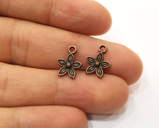 20 Flower Charms Antique Copper Plated Charms (14x11mm)  G18905