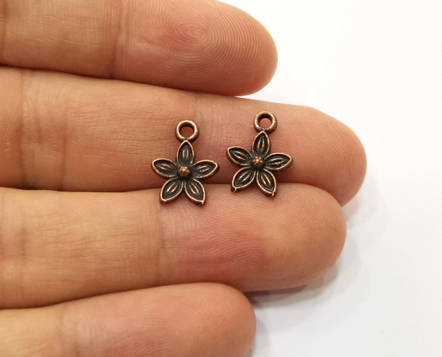 20 Flower Charms Antique Copper Plated Charms (14x11mm)  G18905