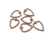 10 Heart Charms Antique Copper Plated Charms (21x15mm) G18910