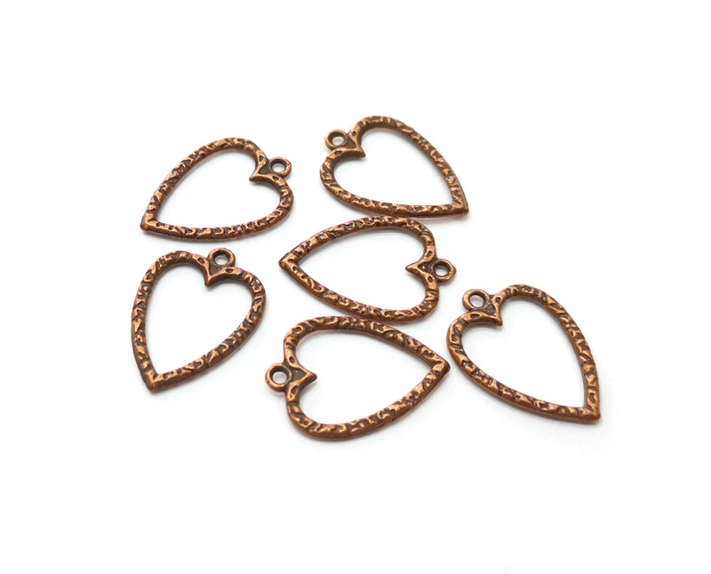 10 Heart Charms Antique Copper Plated Charms (21x15mm) G18910