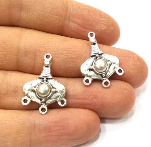 6 Silver Charms Connector Antique Silver Plated Charms (25x17mm)  G18463