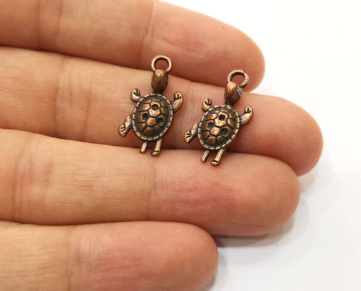 10 Turtle Charms Antique Copper Plated Charms (22x11mm)  G18915
