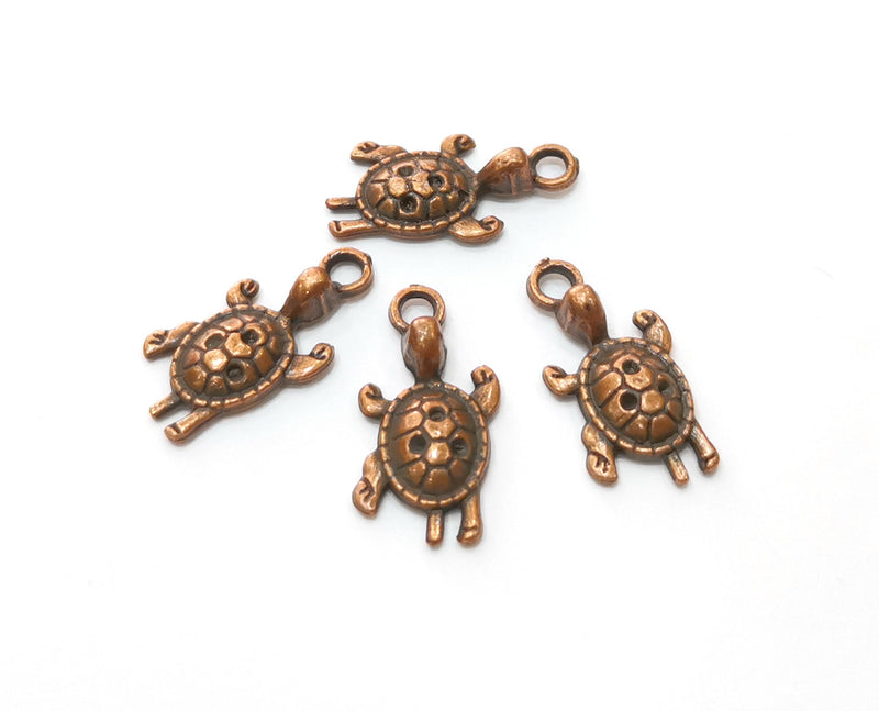 10 Turtle Charms Antique Copper Plated Charms (22x11mm)  G18915