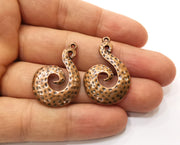 2 Copper Hammered Charms Antique Copper Plated Charms (34x22mm)  G18916