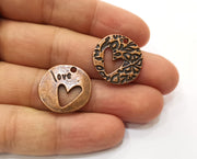 4 Copper Heart Charms Antique Copper Plated Charms (21mm) G18918