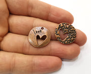 4 Copper Heart Charms Antique Copper Plated Charms (21mm) G18918