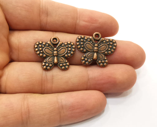 4 Copper Butterfly Charms Antique Copper Plated Charm (24x20mm) G18919