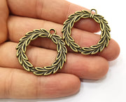 2 Leaf Charms Antique Bronze Plated Charms (34x34mm) G18922