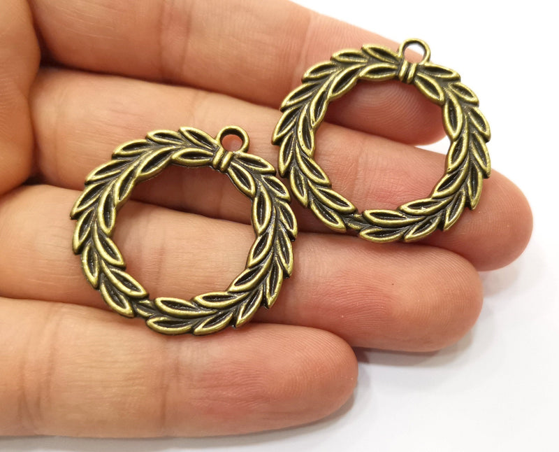 2 Leaf Charms Antique Bronze Plated Charms (34x34mm) G18922